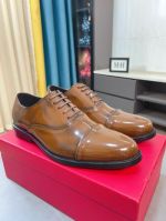 Ferragamo Brown calfskin Leather Shoes-Ferragamo Man Business Leather Shoes